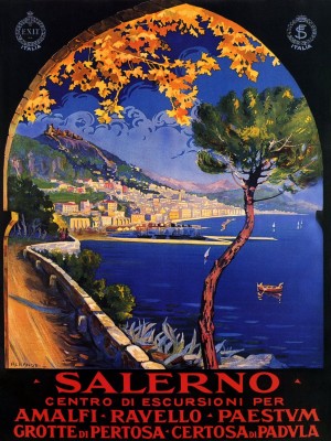 Salerno Amalfi Ravello Paestum Italian Vintage Poster